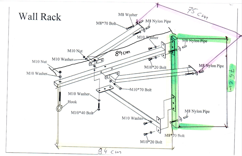 VÄGGFÄSTE FÖR BOXNINGSSÄCKAR - 100cm
