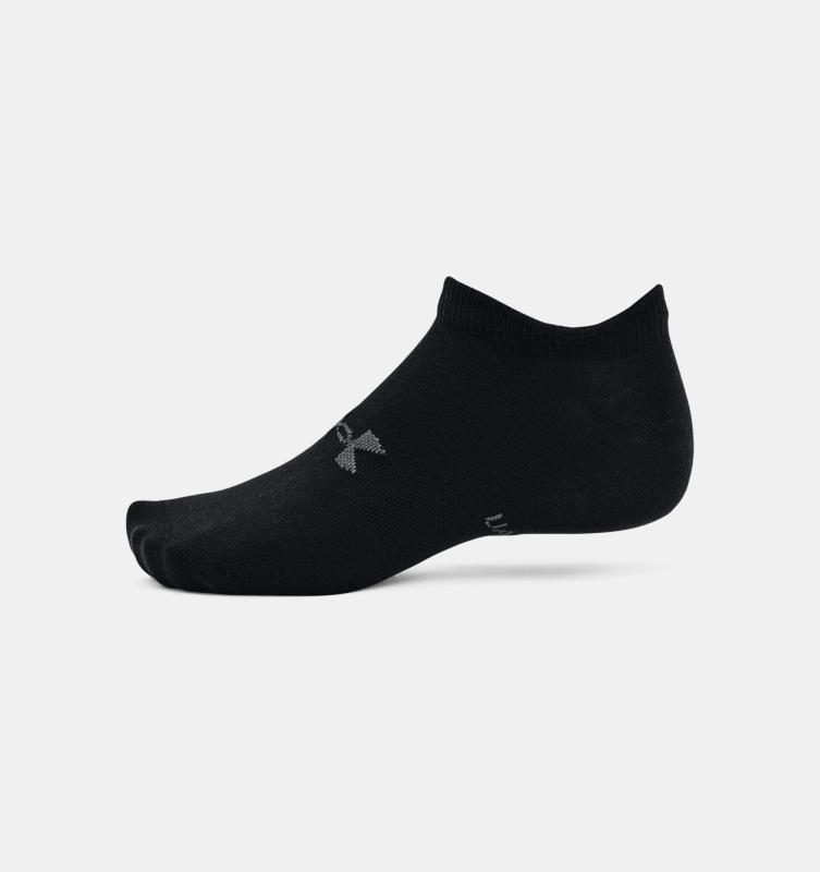 UNDER ARMOUR: UNISEX UA ESSENTIAL 6-PACK NO SHOW SOCKS - BLACK