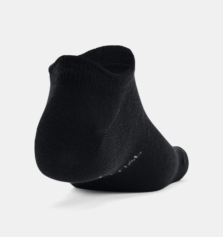 UNDER ARMOUR: UNISEX UA ESSENTIAL 6-PACK NO SHOW SOCKS - BLACK