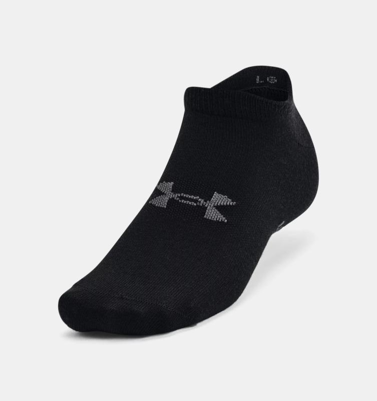UNDER ARMOUR: UNISEX UA ESSENTIAL 6-PACK NO SHOW SOCKS - BLACK