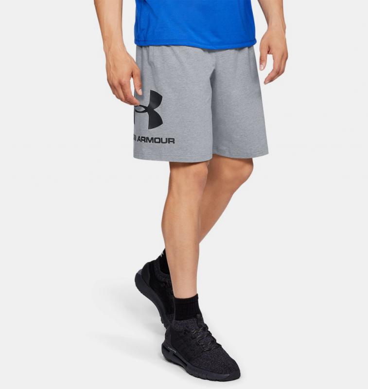 UNDER ARMOUR: UA SPORTSTYLE COTTON GRAPHIC SHORTS - GREY