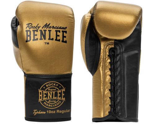 BENLEE: CONTEST LÄDER TYPHOON BOXNINGSHANDSKAR 10oz - GULD/SVART