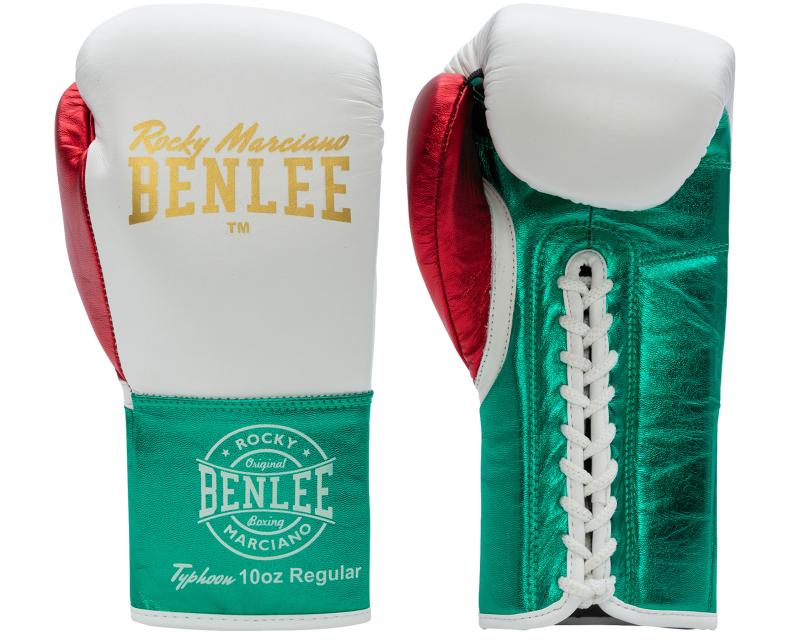 BENLEE: CONTEST LÄDER TYPHOON BOXNINGSHANDSKAR 10oz - VIT/GRÖN