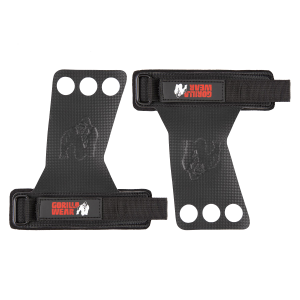 GORILLA WEAR: 3-HOLE CARBON LIFTING GRIPS - SVART