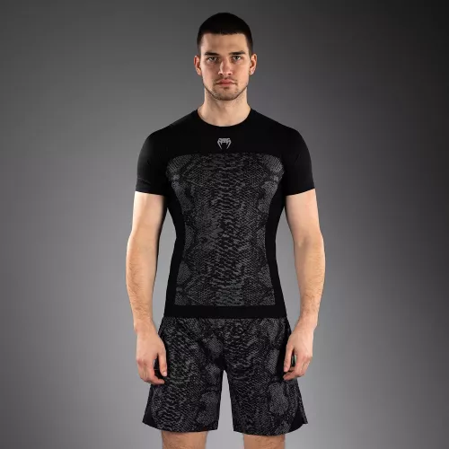 VENUM: G-FIT SCALES SHORTS SLEEVE RASHGUARD - CHARCOAL / BLACK / GREY