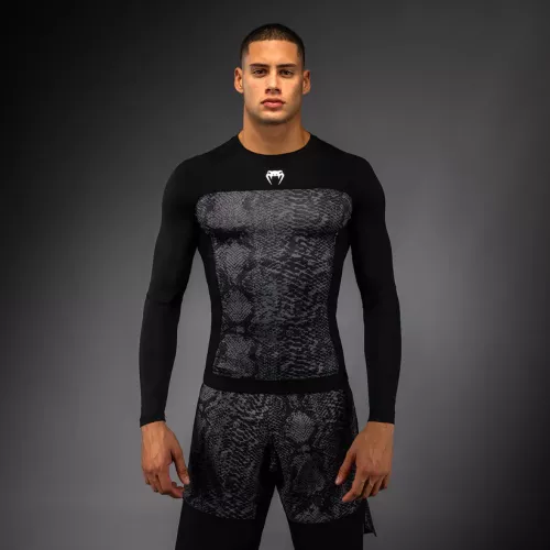 VENUM: G-FIT SCALES LONG SLEEVE RASHGUARD - CHARCOAL / BLACK / GREY