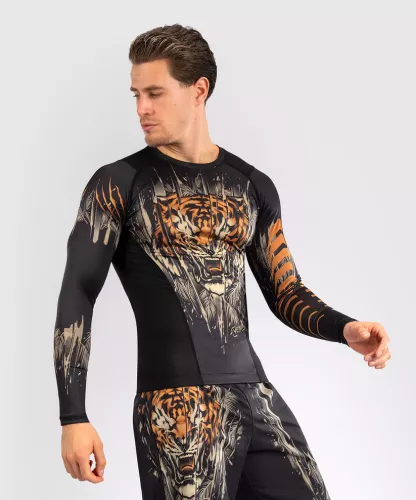 VENUM: TIGER MEN'S LONG SLEEVE RASHGUARD - BLACK/NEON ORANGE