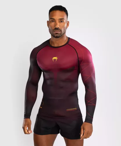 VENUM: TACTICAL XT LÅNGÄRMAD RASHGUARD - SVART/VINRÖD/GULD