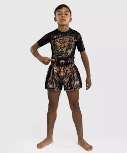 VENUM: TIGER KIDS MUAY THAI SHORTS - BLACK/NEON ORANGE