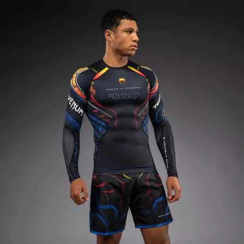 VENUM: X TEKKEN 8 LONG SLEEVE RASHGUARD - YOSHIMITSU - BLACK/ORANGE