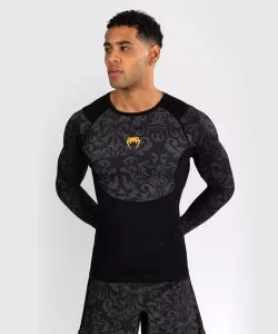 VENUM: x ILIA TOPURIA UNMATCHED LONG SLEEVE RASHGUARD - BLACK/GOLD