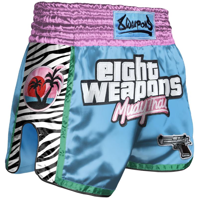 8 WEAPONS: MIAMI MUAY THAI SHORTS - BLUE/WHITE/PINK
