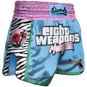 8 WEAPONS: MIAMI MUAY THAI SHORTS - BLUE/WHITE/PINK