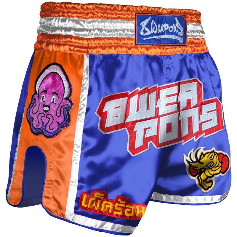 8 WEAPONS: TALAY MUAY THAI SHORTS - BLÅ/ORANGE