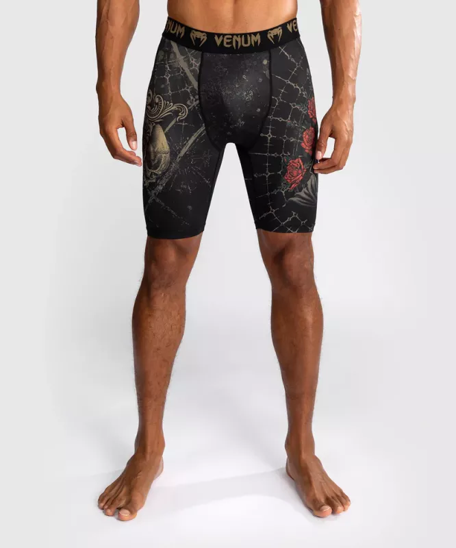 VENUM: SANTA MUERTE 5.0 VALE TUDO SHORTS - DEEP BLACK/GOLD