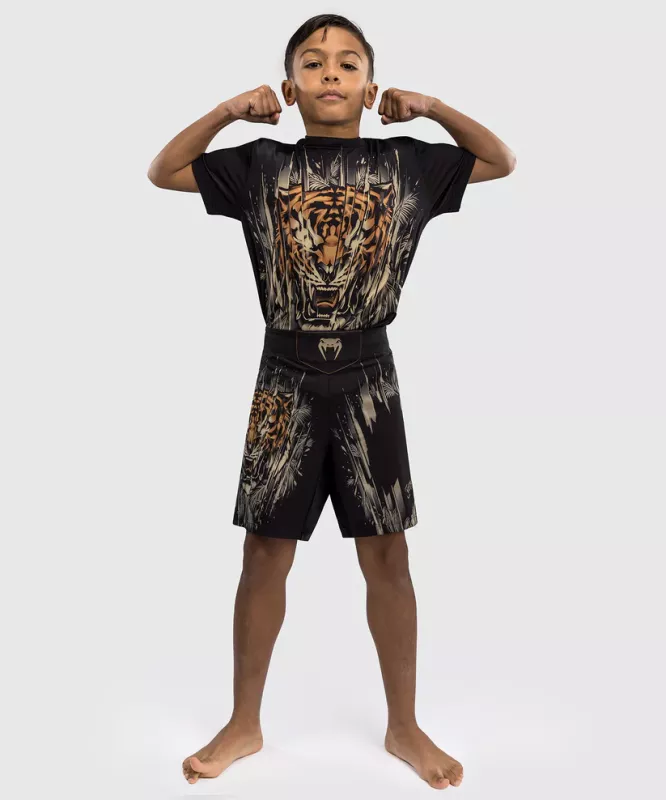 VENUM: TIGER KIDS FIGHT SHORTS - SVART/NEON ORANGE