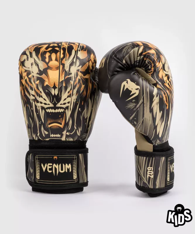 VENUM: TIGER KIDS BOXING GLOVES - BLACK/NEON ORANGE