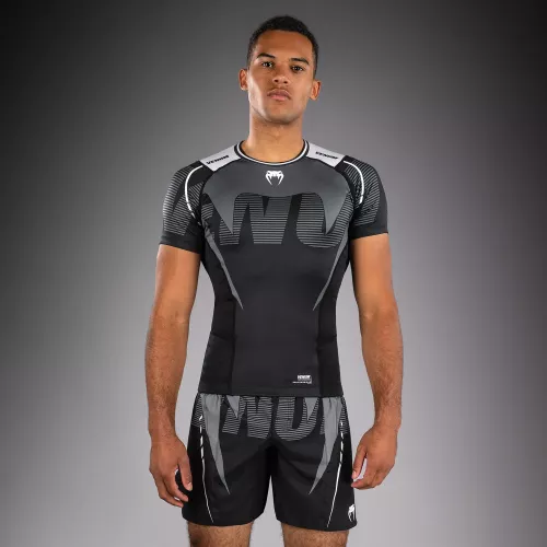 VENUM: ADRENALINE SHORTS SLEEVE RASHGUARD - BLACK / SILVER GREY
