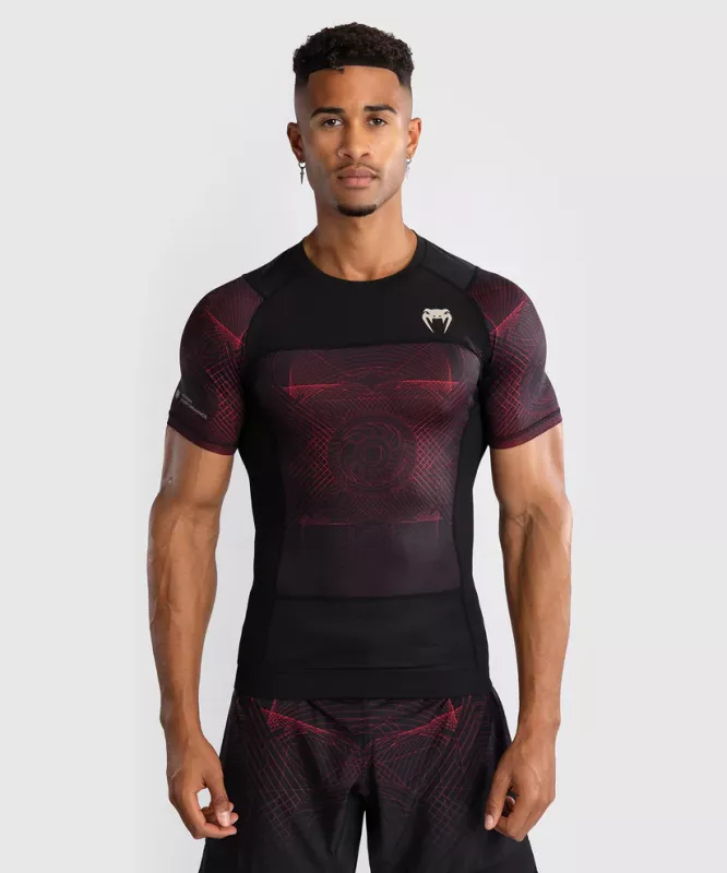 VENUM: G-FIT AIR MEN'S SORT SLEEVE RASHGUARD - DEEP BLACK/FIRE RED