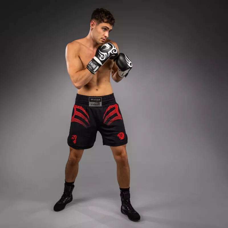 VENUM: X MIKE TYSON TIGER BOXING SHORTS - DEEP BLACK/INTENSIVE RED