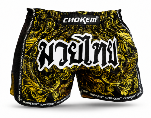 CHOKEM: PRO MUAY THAI SHORTS - BLACK/YELLOW