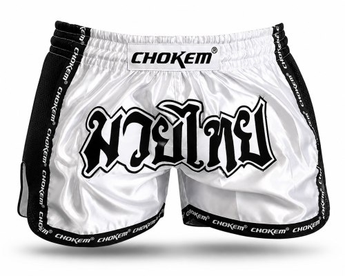 CHOKEM: NAK MUAY THAI SHORTS - WHITE