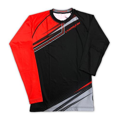 CHOKEM: BRAWL RASHGUARD LONG SLEEVE - BLACK/RED