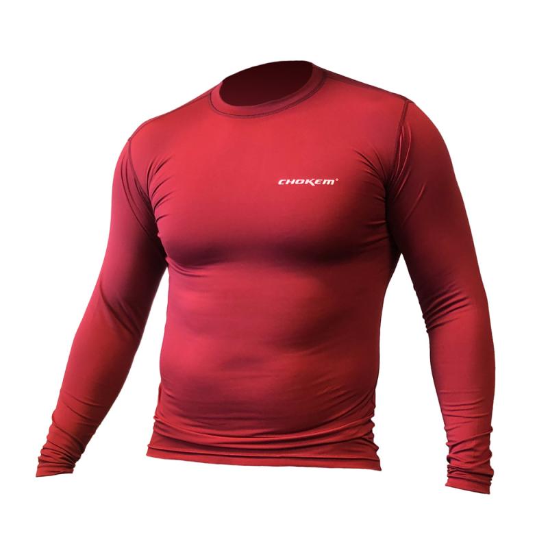 CHOKEM: CLEAN CUT LÅNGÄRMAD RASHGUARD - VINRÖD
