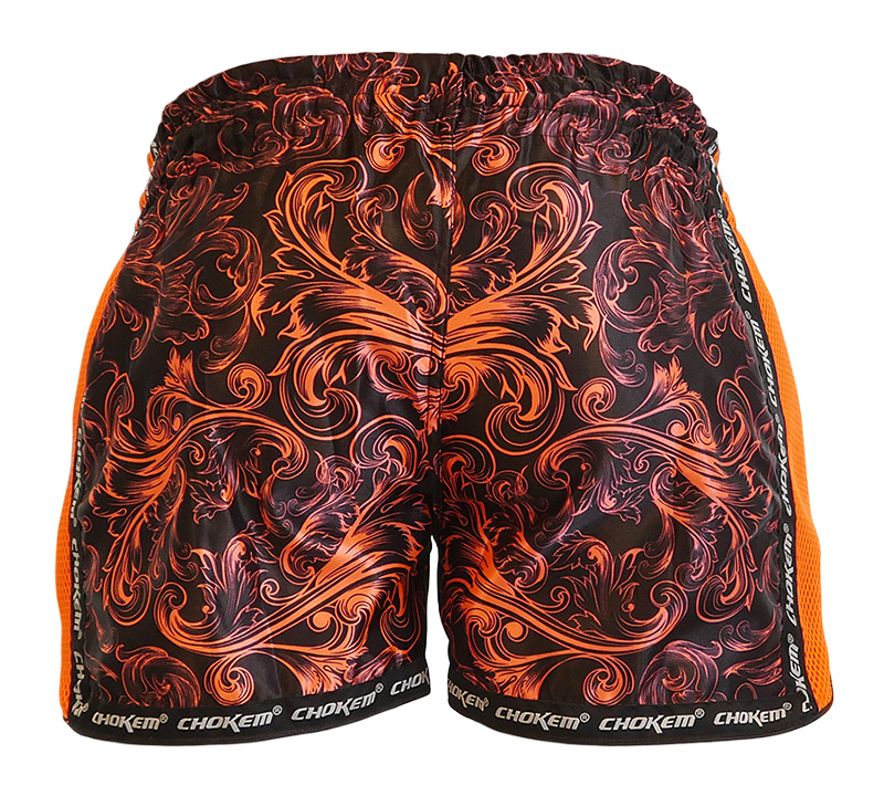 CHOKEM: NAK MUAY THAIBOXNINGSSHORTS - SVART/ORANGE