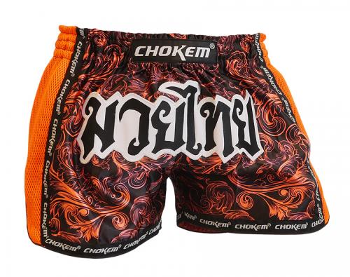 CHOKEM: NAK MUAY THAIBOXNINGSSHORTS - SVART/ORANGE