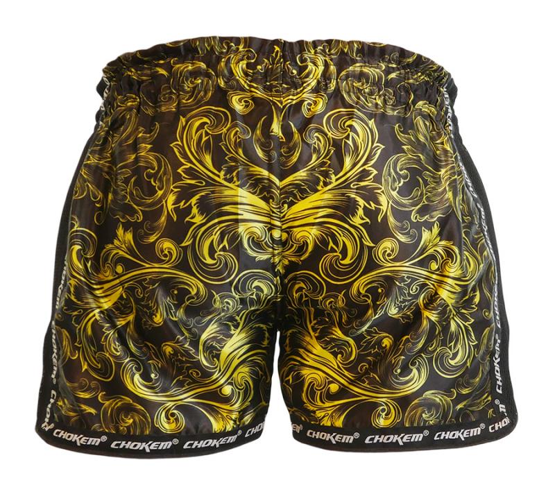 CHOKEM: NAK MUAY THAIBOXNINGSSHORTS - SVART/GUL