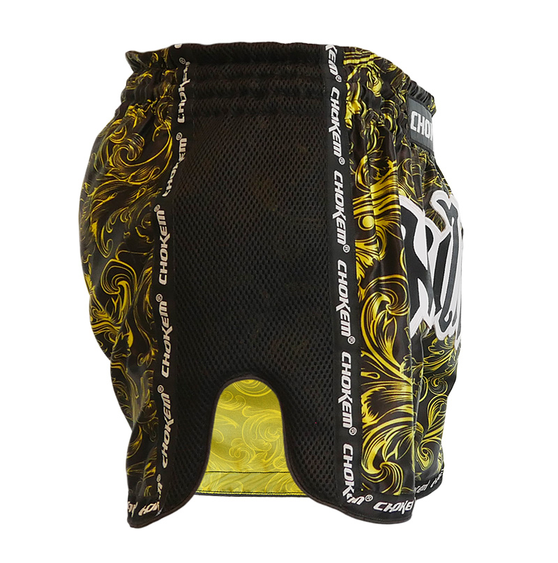 CHOKEM: NAK MUAY THAIBOXNINGSSHORTS - SVART/GUL