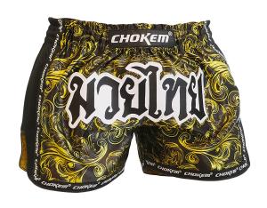 CHOKEM: NAK MUAY THAIBOXNINGSSHORTS - SVART/GUL