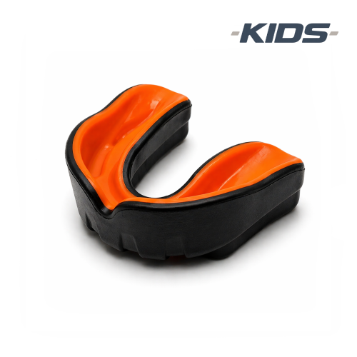 CHOKEM: JUNIOR SOLID MOUTHGUARD DUAL LAYER - BLACK/ORANGE