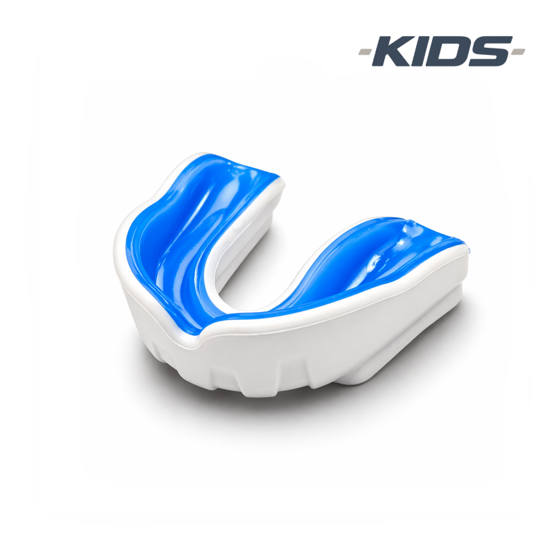 CHOKEM: JUNIOR SOLID MOUTHGUARD DUAL LAYER - WHITE/BLUE