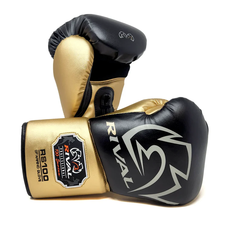 RIVAL: RS100 PROFESSIONAL SPARRING BOXING GLOVES - BLACK/GOLD