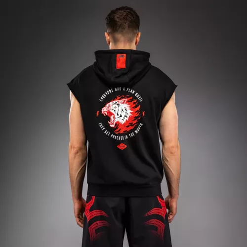 VENUM: x MIKE TYSON TIGER SLEEVELESS HOODIE - MÖRKSVART/RÖD
