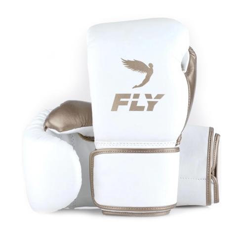 FLY: PREMIUM SUPERLOOP BOXING GLOVES - WHITE/GOLD