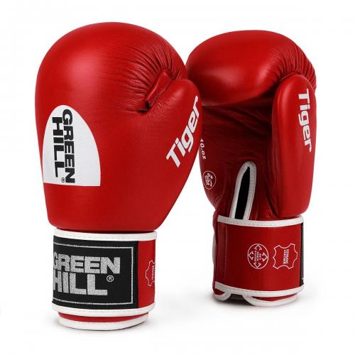 Greenhill Tiger Red 16 Oz Leather Boxing Gloves Training Sparring MuayThai Punch 