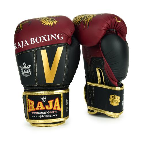 Premium Leather Muay Thai Red 16oz Boxing Gloves Green Black Pair 
