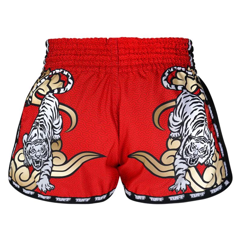 TUFF: KIDS TWIN TIGER MUAY THAI SHORTS - RÖD/GULD