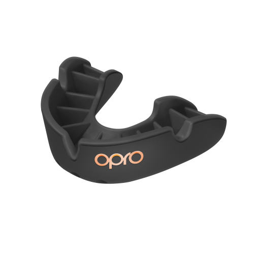 OPRO: KIDS TANDSKYDD BRONZE + FITTING HANDLE - SVART