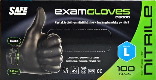 SAFE: EXAMGLOVES  ENGÅNGSHANDSKAR AV NITRIL SVART 100st