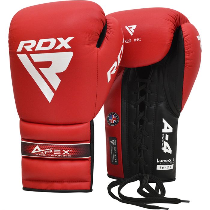RDX: APEX LACE UP SPARRING GLOVES - RED/BLACK