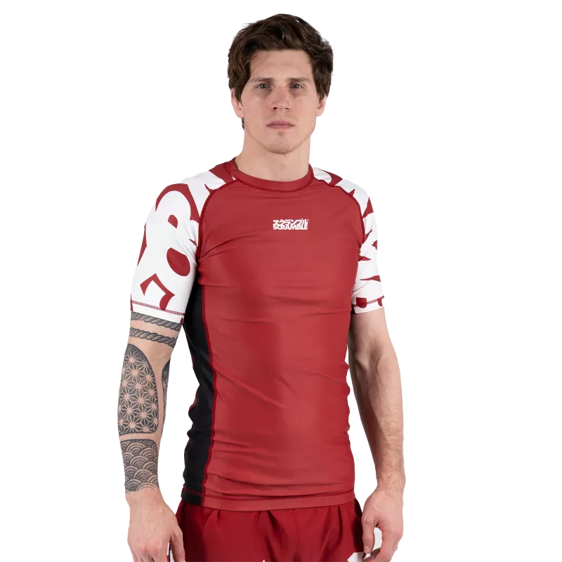 SCRAMBLE: BAKA RASHGUARD - RÖD/VIT