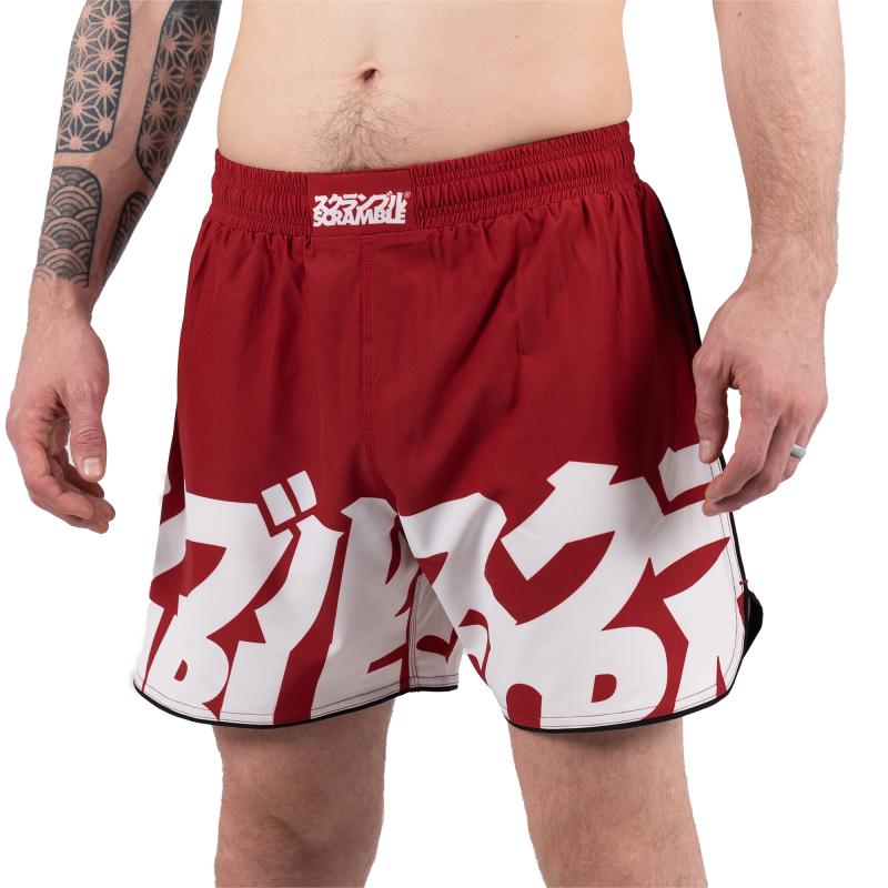 SCRAMBLE: BAKA GRAPPLING SHORTS - RÖD/VIT
