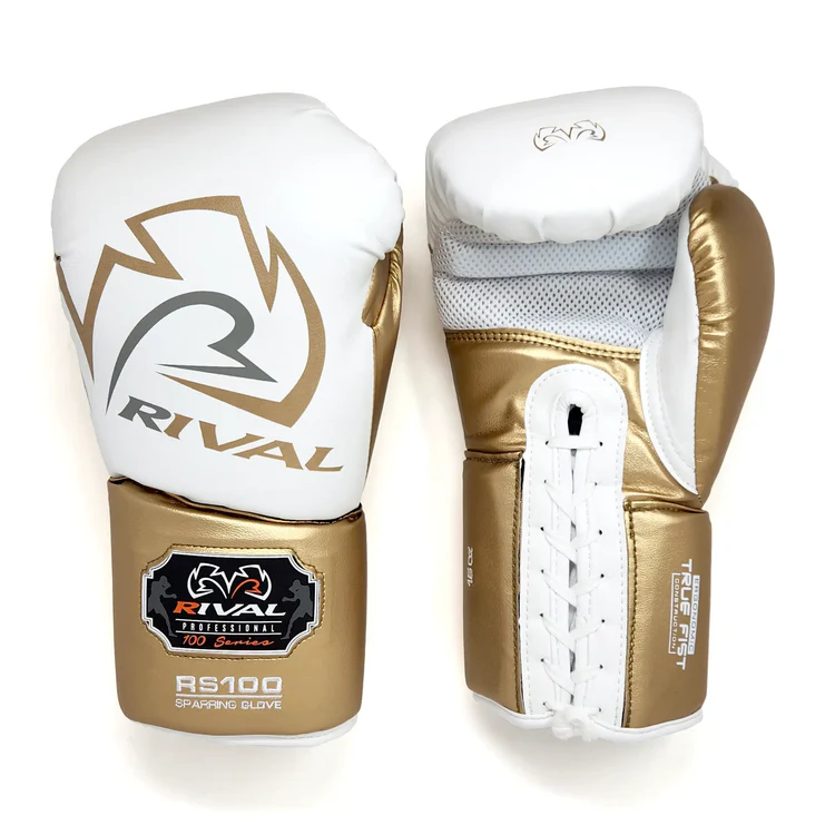 RIVAL: RS100 PROFESSIONAL SPARRING BOXNINGSHANDSKAR - VIT/GULD