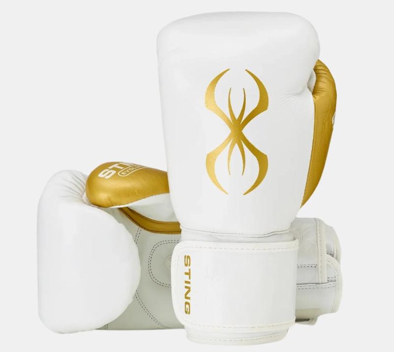 STING: EVOLUTION PRO BOXNINGSHANDSKAR SKINN - VIT/GULD
