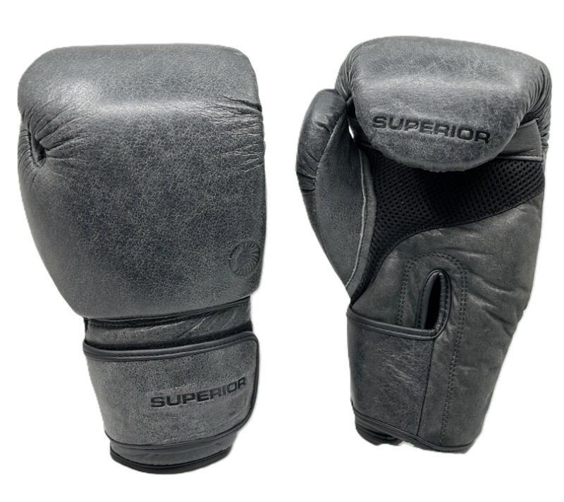 SUPERIOR GEAR: MUAY THAI BOXING GLOVES - GREY