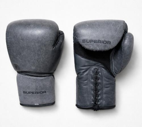 SUPERIOR GEAR: BOXING GLOVES WITH LACES - GREY